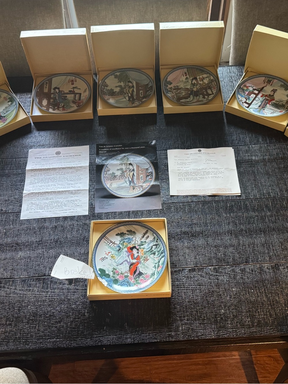 Decorative Asian Motif Porcelain Plates - Set